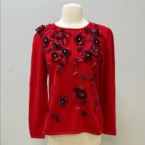 Carlisle Collection Scarlet Floral Embellished Sweater